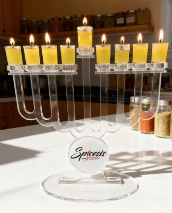 חנוכייה אקרילית עם לוגו חברה