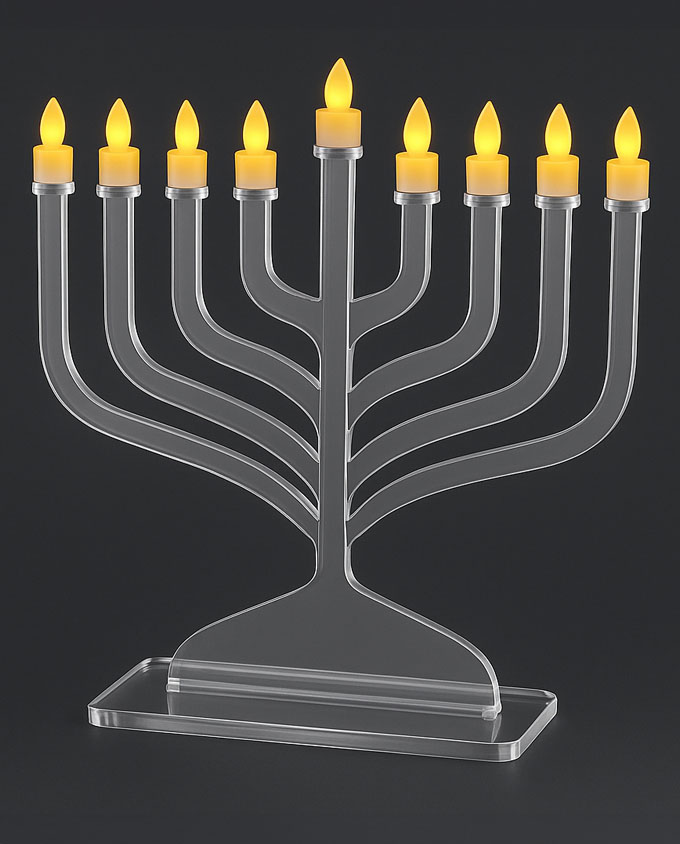 חנוכיית לד אקרילית מודרנית עם 9 נורות