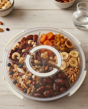 מגש מחולק מסתובב + מכסה עם ידית